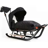 Sonstiges Schlitten Kinderschlitten mit Winterfußsack Metall Rückenlehne Holzsitz Metallschlitten; Schwarz