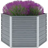 Syfax Garten-Hochbeet Verzinkter Stahl 129x129x77 cm Grau