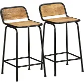 Syfax Barhocker 2 Stk. 46x35,5x80 cm Raues Mango Massivholz