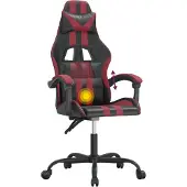 Syfax Gaming-Stuhl Drehbar Schwarz und Weinrot Kunstleder