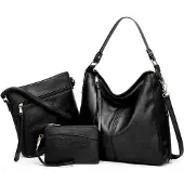 Sonstiges Pahajim Handtaschen und Geldbörsen Set Damen Kunstleder Schwarz 3er-Set