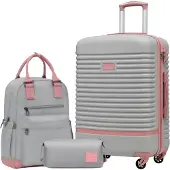 Sonstiges COOLIFE Koffer: Mittlerer Hartschalen Trolley Set, 3-teilig, Grau/Rosa