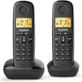 Gigaset Festnetztelefon Basic 100 Duo, Freisprechmodus, Beleuchtetes Display, 50 Kontakte, Anrufblockierung, Schwarz