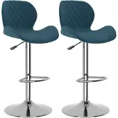 Syfax Barhocker 2 Stk. Blau Samt