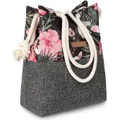 Zagatto Damen Handtasche Schwarz Blumen Motiv ZG667