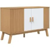 Syfax Sideboard OLDEN Weiß und Braun 114x43x73,5 cm Massivholz Kiefer