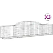 vidaXL Gabionen mit Hochbogen 3 Stk. 300x50x60/80 cm Verzinktes Eisen