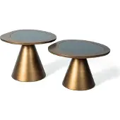 AEA Couchtisch 2x Rund Gold Tisch Beistelltisch Luxus Möbel Tische Wohnzimmer