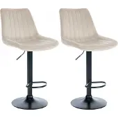 CLP 2er Set Barhocker Toni Samt schwarz - creme