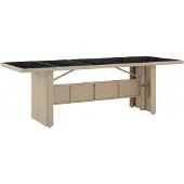 Syfax Gartentisch mit Glasplatte Beige Poly Rattan & Hartglas