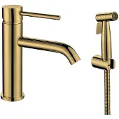 Sapho RHAPSODY Waschtischarmatur mit Bidet-Handbrause, Gold matt