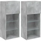 Syfax TV-Schränke mit LED-Leuchten 2 Stk. Betongrau 40,5x30x90 cm