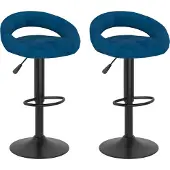 Syfax Barhocker 2 Stk. Blau Samt