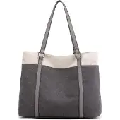Sonstiges Damen Canvas Handtasche Schultertasche Grau 41 cm Groß Büro Schule Arbeit