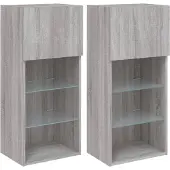 Syfax TV-Schränke mit LED-Leuchten 2 Stk. Grau Sonoma 40,5x30x90 cm