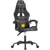 Syfax Gaming-Stuhl Drehbar Schwarz und Grau Kunstleder