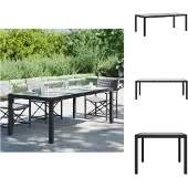 vidaXL Gartentisch Schwarz 190x90x75 cm Gehärtetes Glas Poly Rattan - Gartentische