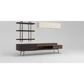 AEA Braun Komplett Wohnzimmermöbel Wandschrank Wohnwand TV-Ständer Wandregale