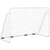 Syfax Fußballtor mit Netz Weiß 180x90x120 cm Stahl