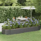 Syfax Hochbeet Verzinkter Stahl 322x100x36 cm Grau