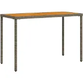 Syfax Gartentisch mit Akazienholz-Platte Grau 115x54x74cm Poly Rattan