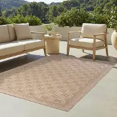 Tapiso Teppich YUCANA Outdoor Beige Balkon UV-beständig 200 x 300 cm