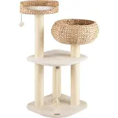 Northix Katzenbaum mit Sisalstämmen und Korb, 104 cm, Beige