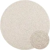 Syfax Teppich ZIZUR Creme Ø 120 cm Jute-Optik Indoor und Outdoor