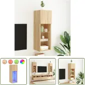 The Living Store TV-Schrank mit LED-Leuchten Sonoma-Eiche 30,5x30x90 cm