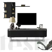 AEA Wohnzimmer Set Besteht aus Schwarz TV Lowboard und Wandschrank 2tlg.