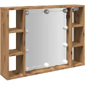 Syfax Spiegelschrank mit LED-Leuchten Artisan-Eiche 76x15x55 cm