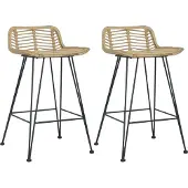 The Living Store Barhocker 2 Stk. Rattan Natur