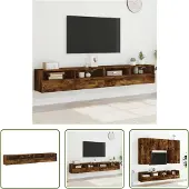 The Living Store TV-Wandschränke 2 Stk. Räuchereiche 100x30x30 cm Holzwerkstoff
