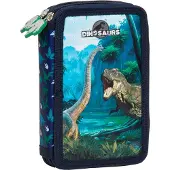 Derform Dino Federtasche gefüllt 2 Fach Federmäppchen Stifte Etui Federmappe Dinosaurier