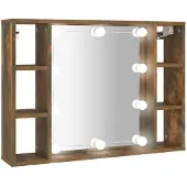 Syfax Spiegelschrank mit LED Räuchereiche 76x15x55 cm