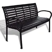 The Living Store Gartenbank 125 cm Stahl und WPC Schwarz