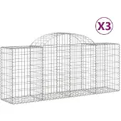 vidaXL Gabionen mit Hochbogen 3 Stk. 200x50x80/100 cm Verzinktes Eisen