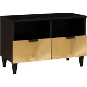 Syfax TV-Schränk Schwarz und Gold 70 x 33 x 46 cm Holzwerkstoff