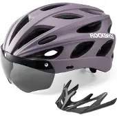 RockBros Fahrradhelm Abnehmbaren Magnet Brillen Visier Damen Herren Rennradhelm Lila 58-61cm, L