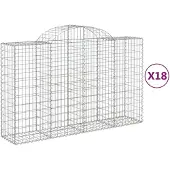 vidaXL Gabionen mit Hochbogen 18Stk. 200x50x120/140cm Verzinktes Eisen