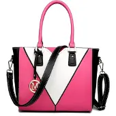 Sonstiges Moderne Miss Lulu Grau-Weiß Handtasche mit V-Design & Vielen Fächern