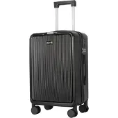 AGA Travel Handgepäck, Reisekoffer MR4671 Schwarz, Hartschale, TSA, 4 Rollen, Teleskopgriff