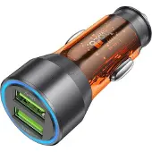 Hoco Autoladegerät 2 x USB QC 18W NZ12 transparent orange
