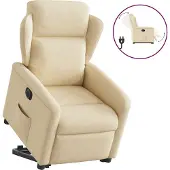 Syfax Relaxsessel mit Aufstehhilfe Elektrisch Creme Stoff