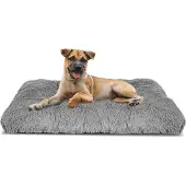 AIO Factory Hundebett, dickes, weiches, zotteliges Kissen, 100 x 70 cm, hellgrau