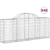 vidaXL Gabionen mit Hochbogen 40 Stk. 200x30x80/100cm Verzinktes Eisen