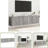 The Living Store TV-Wandschränke 2 Stk. Grau Sonoma 80x30x41 cm