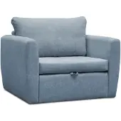 Beautysofa Schlafsessel LUNA, Blau, Loungesessel mit Bettfunktion, Bettkasten, Veloursstoff