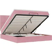 Syfax Ottoman-Bett mit Matratzen & LEDs Rosa 180x200 cm Samt