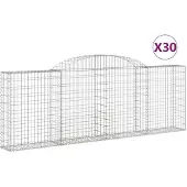 vidaXL Gabionen mit Hochbogen 30 Stk 300x30x100/120cm Verzinktes Eisen